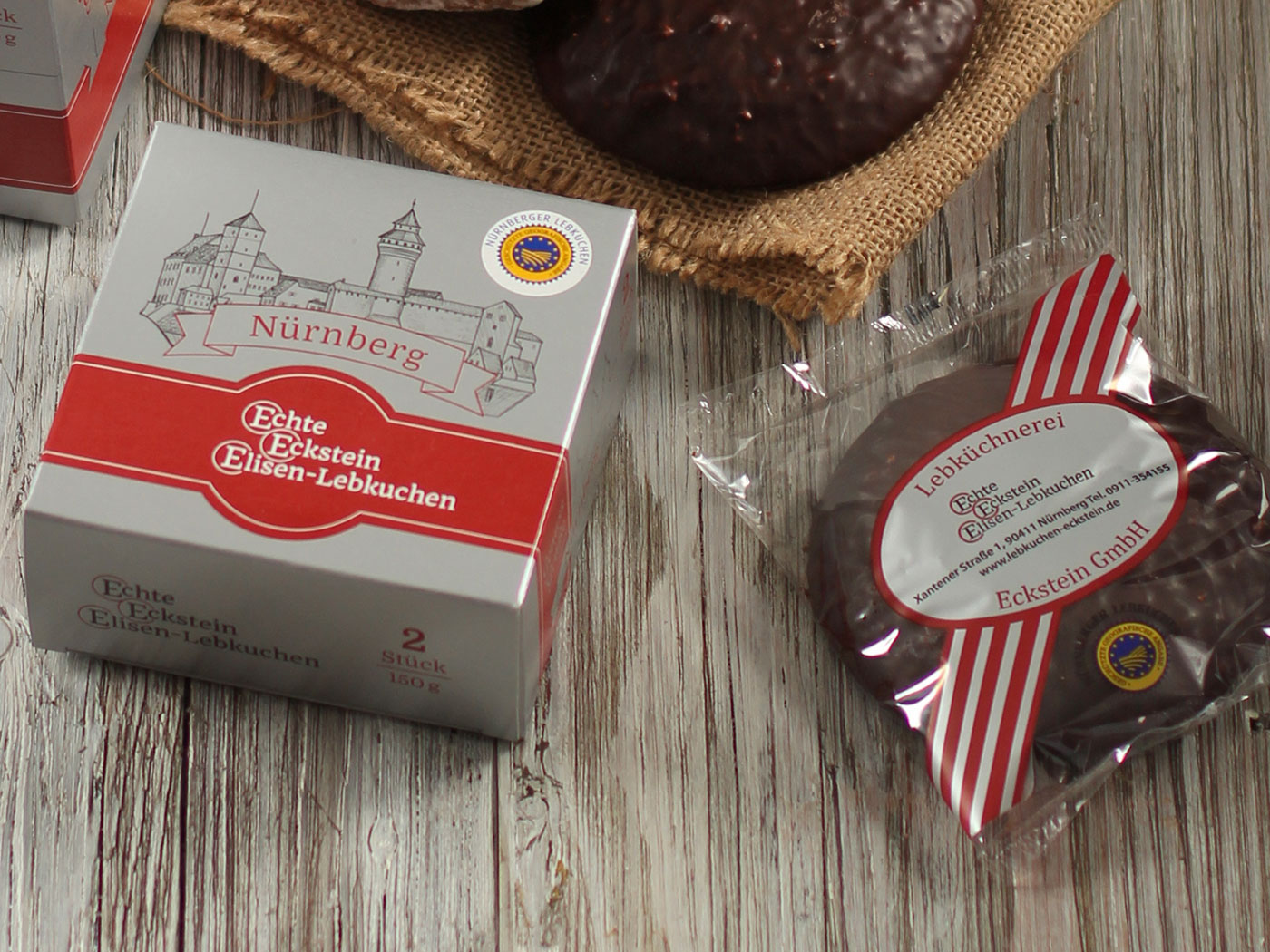 Präsentkarton 2 Stück Echte Eckstein Elisenlebkuchen gemischt 