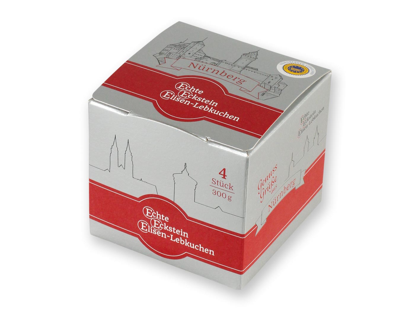 Präsentkarton 4 Stück Echte Eckstein Elisenlebkuchen Schoko | 2845